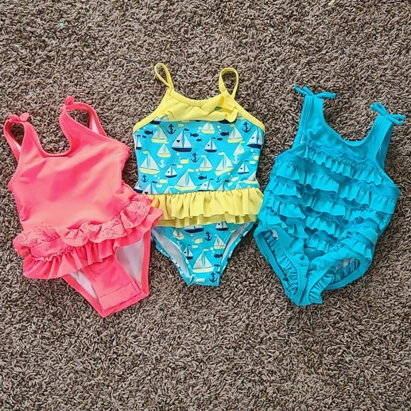 Cat & Jack Other - Baby Girl Swimsuit Set of 3 One Piece Ruffle Cat & Jack Children Place Circo